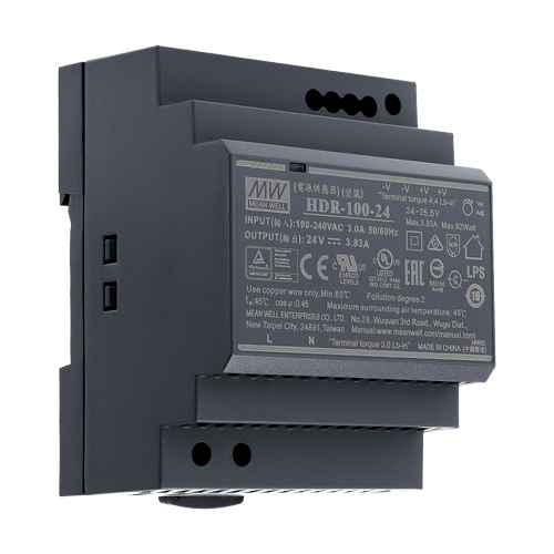 MeanWell HDR-100-24 Импулсно Захранване 24V 3.83A 92W за DIN Шина