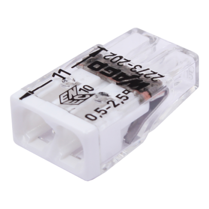 Компактен конектор за снаждане, 2 проводника, макс. 2,5 mm² (100 бр.) - WAGO 2273-202 — опаковка от 100 броя