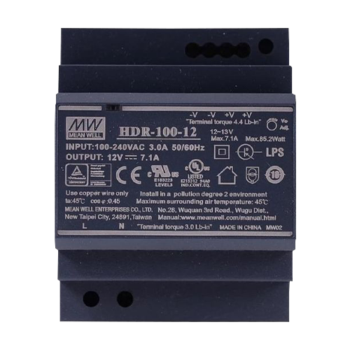 MeanWell HDR-100-12 Импулсно Захранване 12V 7.1A 85W за DIN Шина