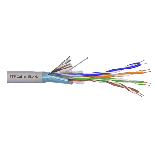 FTP кабел ELAN ELN-FTP-5E-CU 24 AWG за вътрешен монтаж — кутия от 305 м