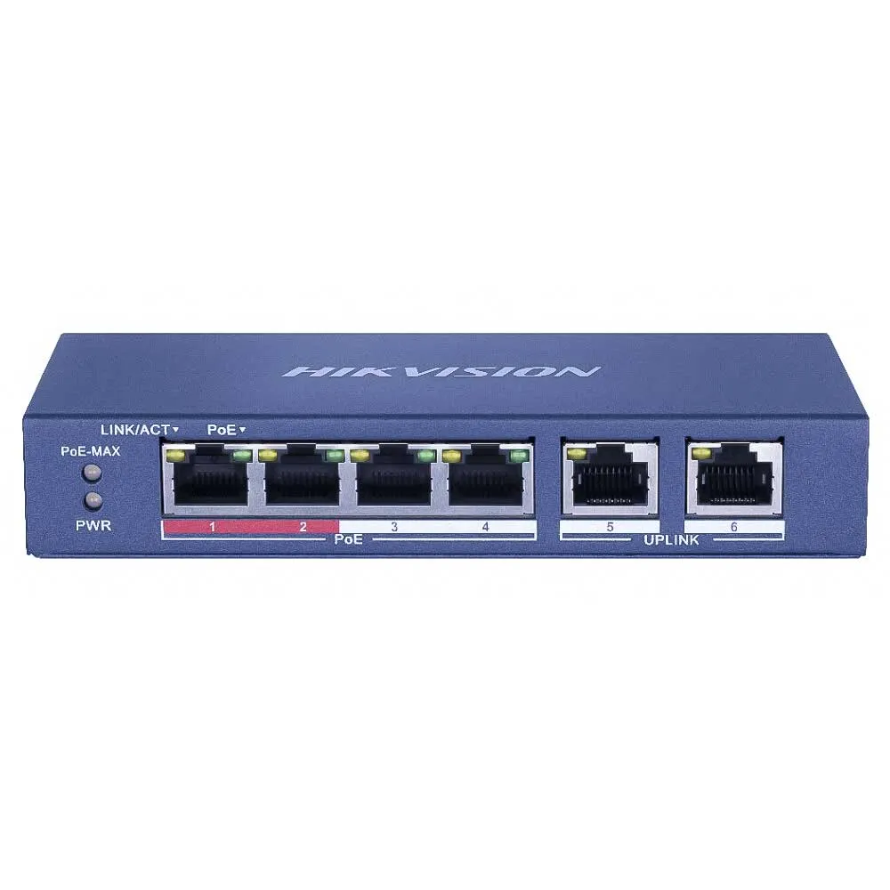 Hikvision DS-3E0106P-E-M 6-port 10/100 Mbps PoE Switch 35W 300m Long Range Hikvision DS-3E0106P-E-M 6-port 10/100 Mbps PoE Switch 35W 300m Long Range