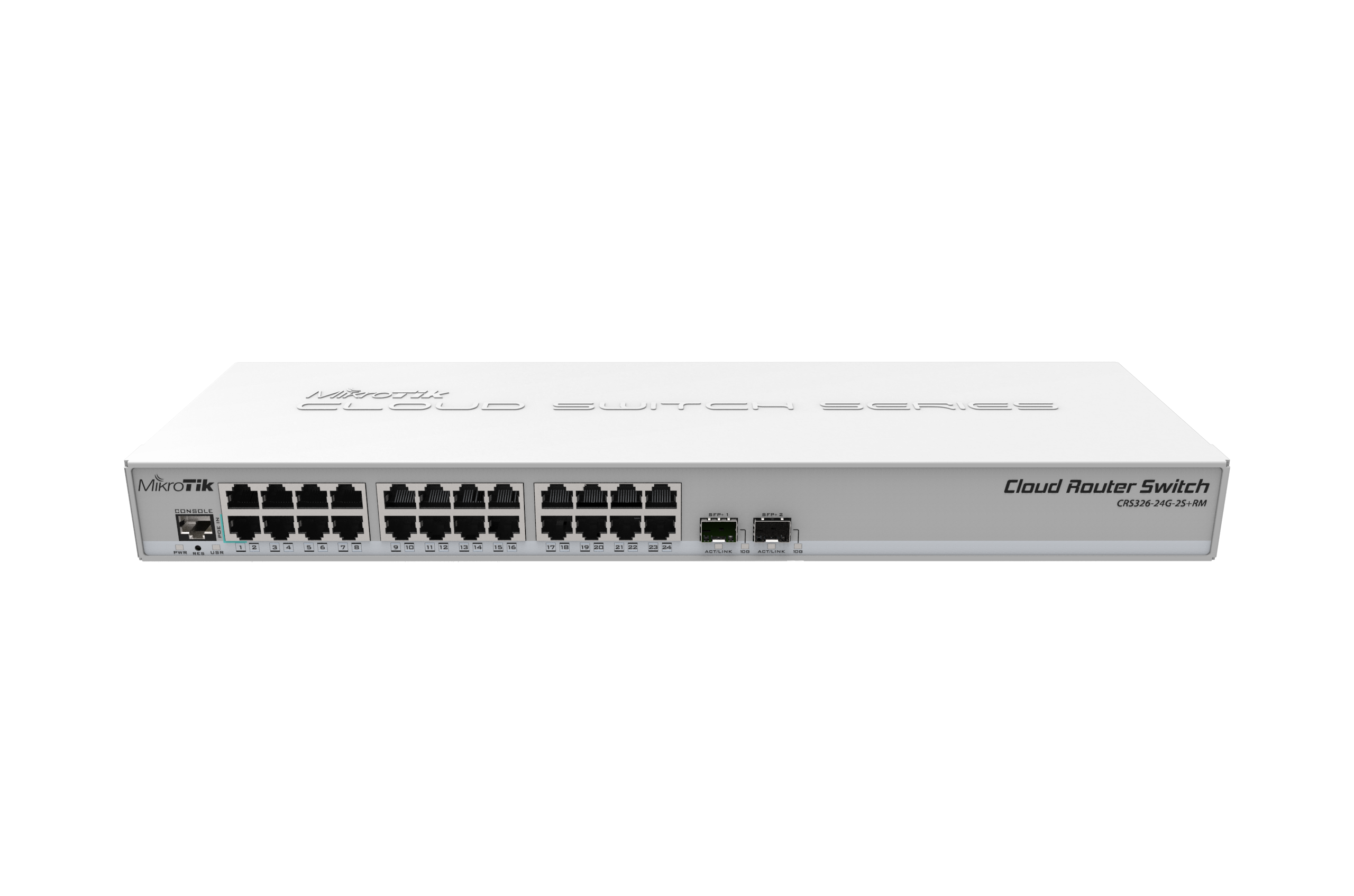 Превключвател за управление 24 x Gigabit, 2 x SFP+, 1U - Mikrotik CRS326-24G-2S+RM Превключвател за управление 24 x Gigabit, 2 x SFP+, 1U - Mikrotik CRS326-24G-2S+RM
