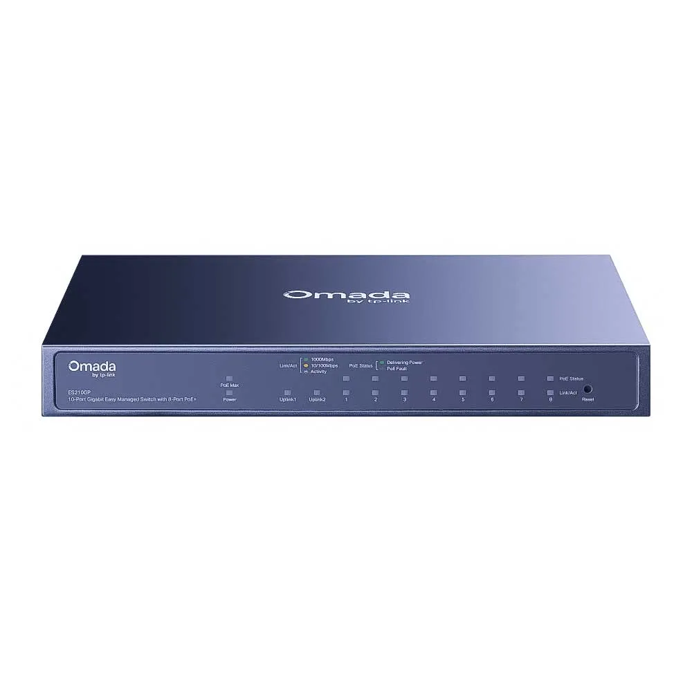 TP-Link ES210GP Omada 10-Port Gigabit Easy Managed Switch с 8 PoE+ TP-Link ES210GP Omada 10-Port Gigabit Easy Managed Switch с 8 PoE+