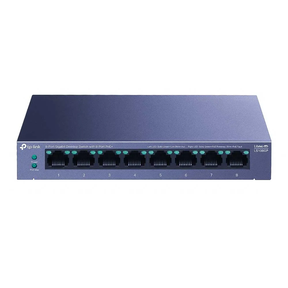 TP-Link LS108GP 8-Port Gigabit Desktop Switch с 8 PoE+ 62W TP-Link LS108GP 8-Port Gigabit Desktop Switch с 8 PoE+ 62W