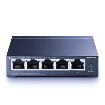 TP-Link TL-SG1005P 5-Port Gigabit Desktop PoE+ Switch с 65W Бюджет