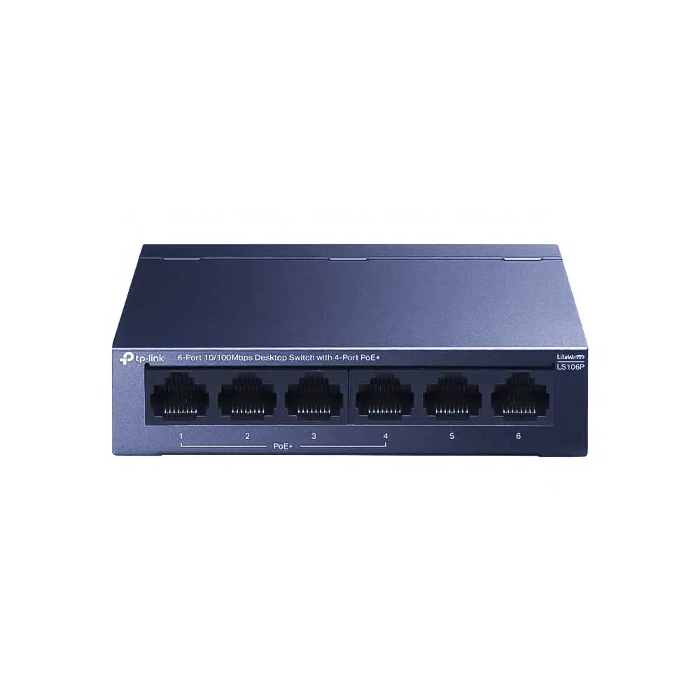 TP-Link LS106P 6-Port 10/100 Mbps Desktop Switch с 4 PoE+ 65W TP-Link LS106P 6-Port 10/100 Mbps Desktop Switch с 4 PoE+ 65W