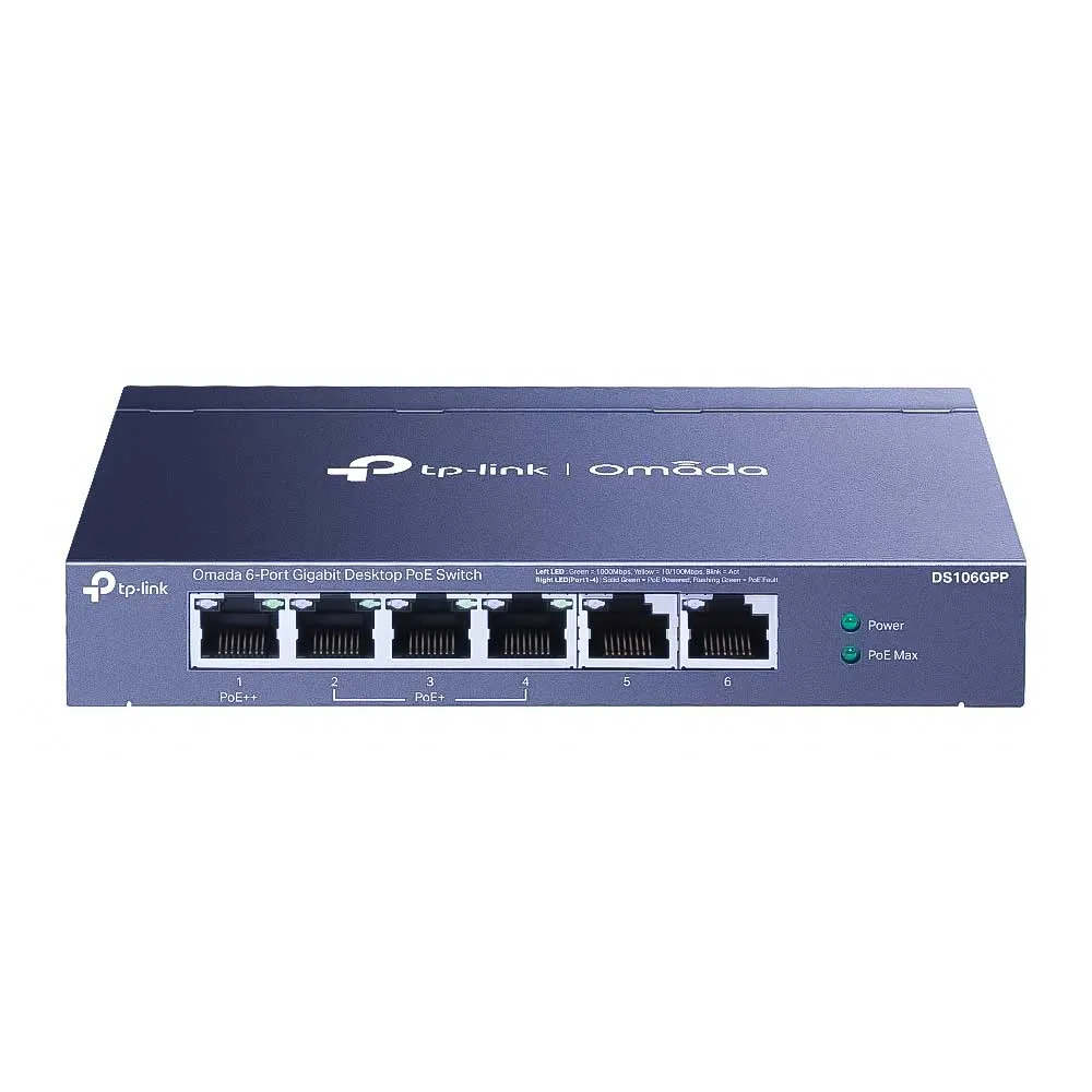 TP-Link DS106GPP 6-Port Gigabit Switch с 1x PoE++ 60W и 3x PoE+ 64W TP-Link DS106GPP 6-Port Gigabit Switch с 1x PoE++ 60W и 3x PoE+ 64W