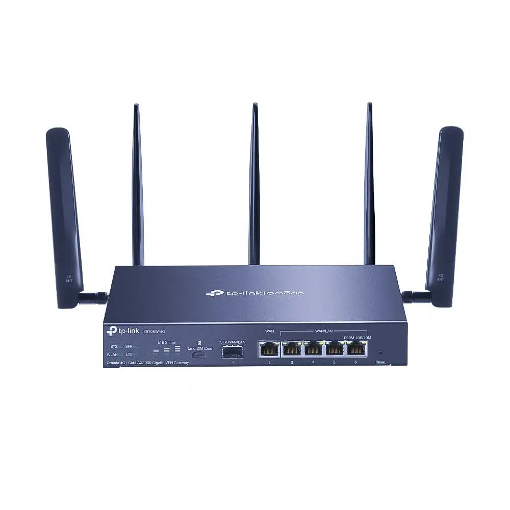 TP-Link ER706W-4G Omada AX3000 Gigabit VPN LTE Router с Dual Nano-SIM TP-Link ER706W-4G Omada AX3000 Gigabit VPN LTE Router с Dual Nano-SIM