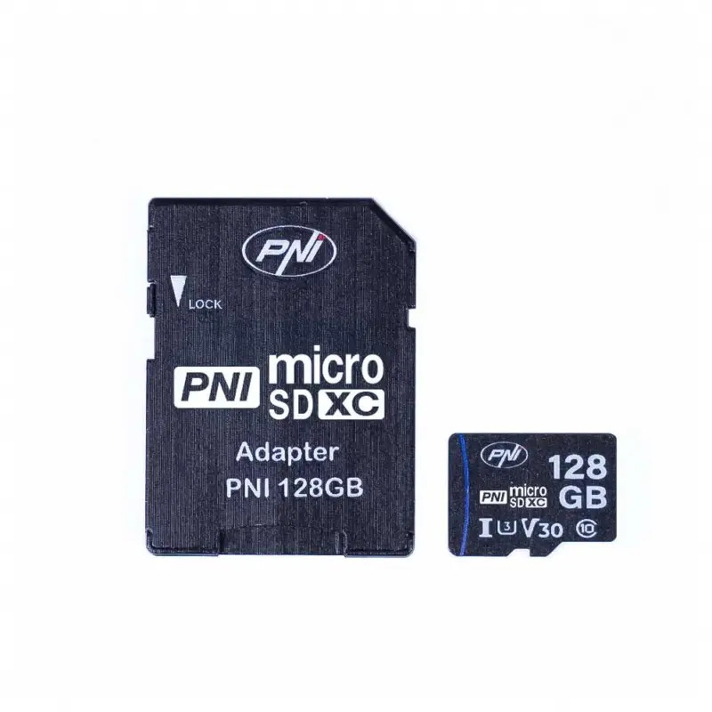 PNI-MSD128GB MicroSDXC Карта 128GB Class 10 V30 с SD Адаптер