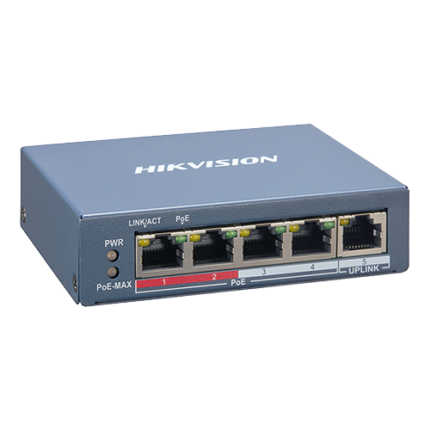 Hikvision DS-3E1105P-EI 4-Портов Смарт PoE Суич Extend 300м 58W